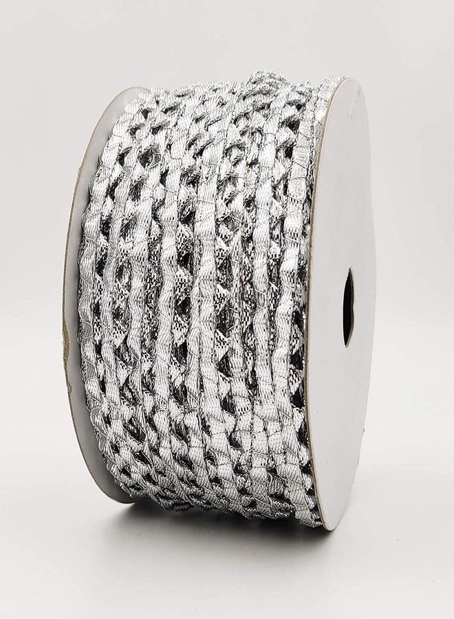 Premdas laces Samosa Gota Patti Lace Border (40 Meter) Material for Dupatta, Bridal Dresses, Saree, Lehengas, Palazzo, Anarkali Suits, Blouses. (Silver Samosa Lace) - Image 1